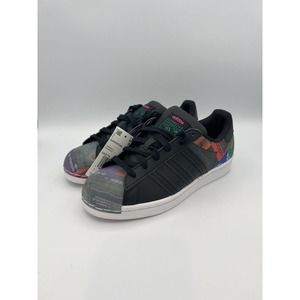 ADIDAS ORIGINALS QS SUPERSTAR MEN'S GX2716 BLACK GREEN WHITE MULTILOGO SIZE 4.5